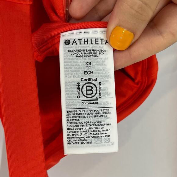 NWT ATHLETA Size XS Crossed Tankini Swim Top Vermillion Orange Red - Picture 8 of 9